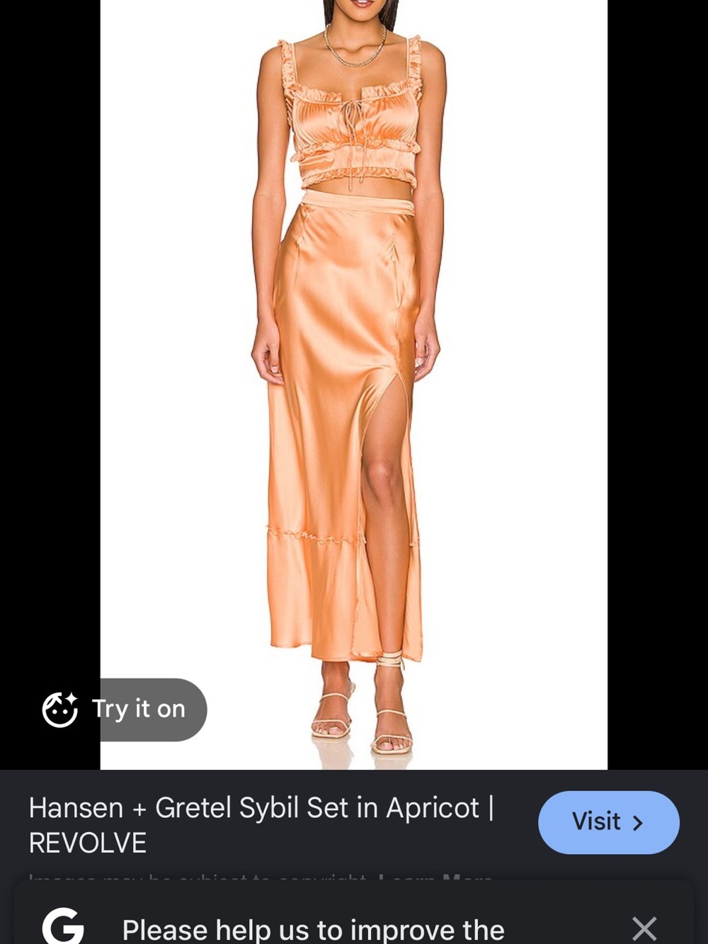 Apricot Satin Maxi Dress with Side Slit